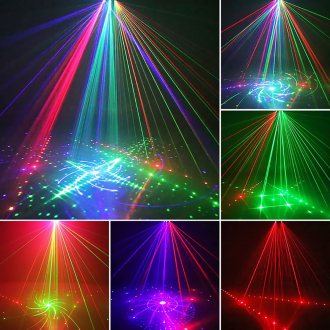 Лазерный проектор / светомузыка Party Light DMX-512 (RGB лазер, стробоскоп, LED, ультрафиолет)-6